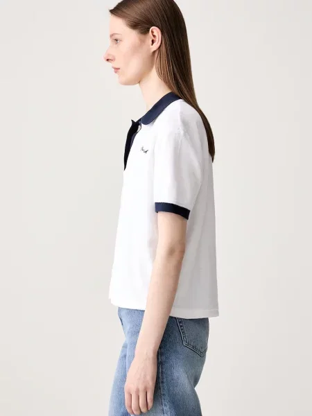 Sporty & Rich Signature Logo πόλο γυναικείο λευκό