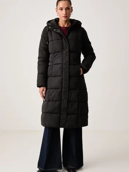 U.S. Polo Assn. χειμερινό μπουφάν γυναικείο Longline Square Quilt μαύρο