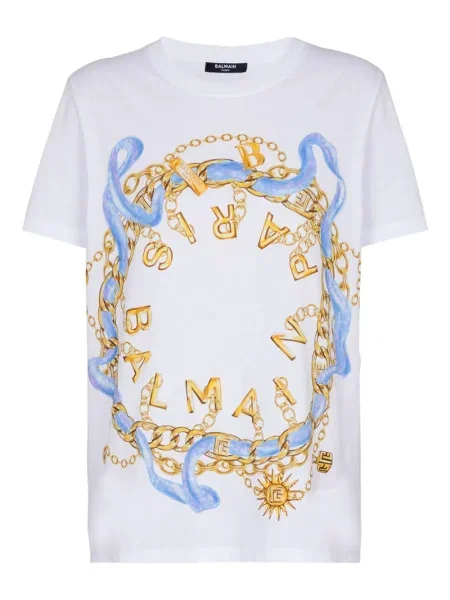 Tricou Balmain cu imagine alb
