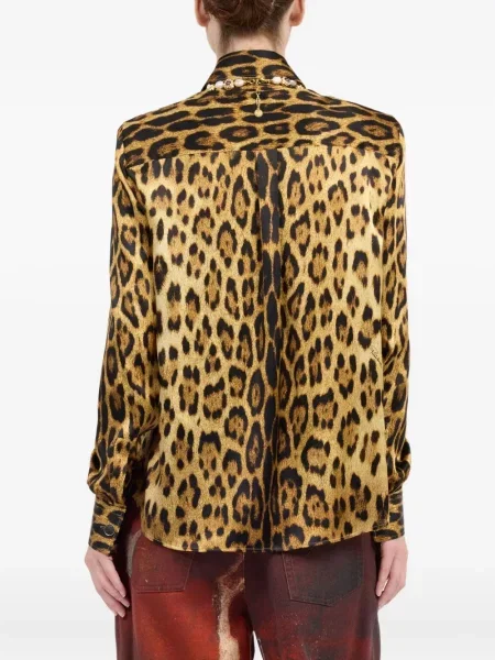 Cămașă Roberto Cavalli cu imagine maro