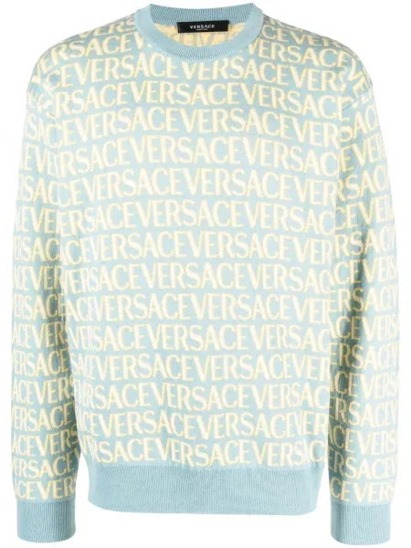Pulover Versace din jacard albastru