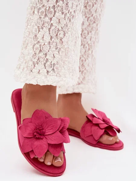Papuci Boto cu model floral alb