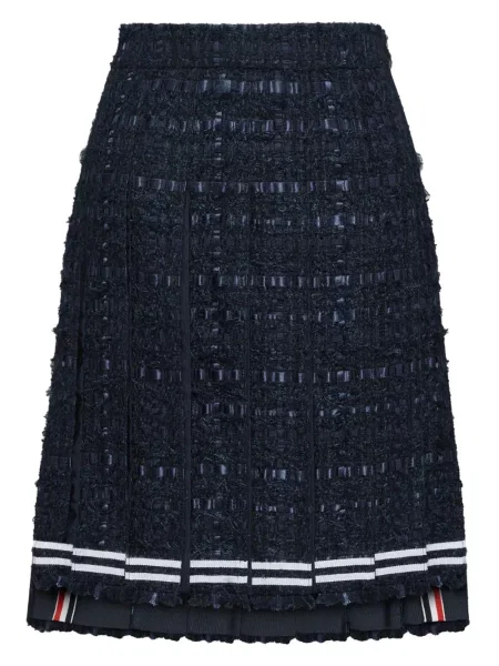 Fusta plisata Thom Browne din satin plisată până la genunchi albastru