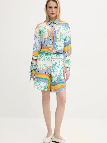 Шорти Moschino Jeans візерунок висока посадка білий