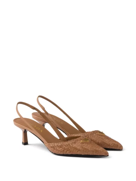 Pantofi cu toc Prada din piele maro