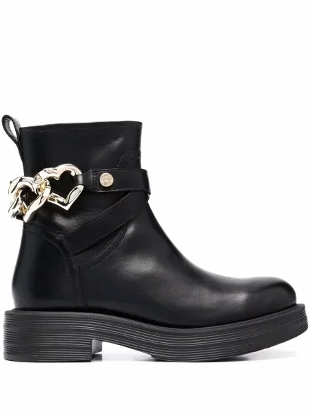 Cizme scurte Love Moschino cu motiv cu inimi negru