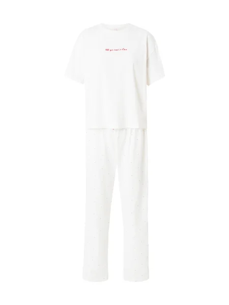 Hunkemöller Pižama kremna / roza / temno rdeča