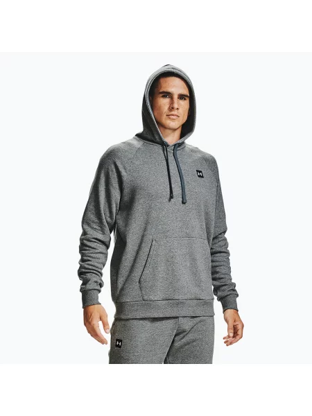 Mikina Under Armour Rival Hoodie pitch gray light heather/onyx white bílá