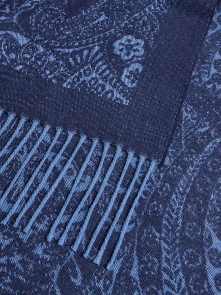 Fular Etro cu model paisley din jacard albastru