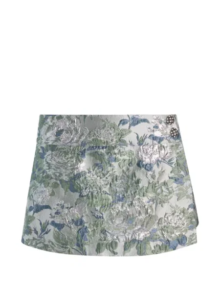 Pantaloni scurți Alice + Olivia cu model floral din jacard verde