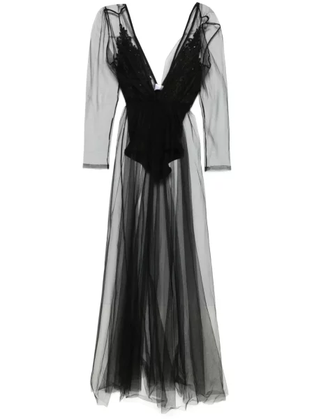 Maksi sukienka maxi Alchemy tiulowa garniturowa czarna