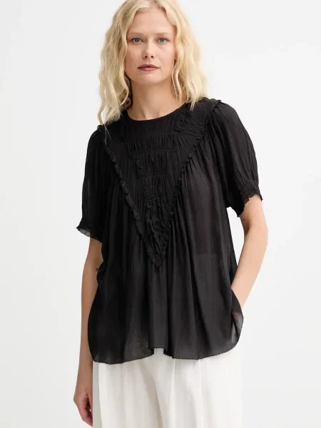 Блуза MUNTHE PERILLA дамска с изчистен дизайн черно