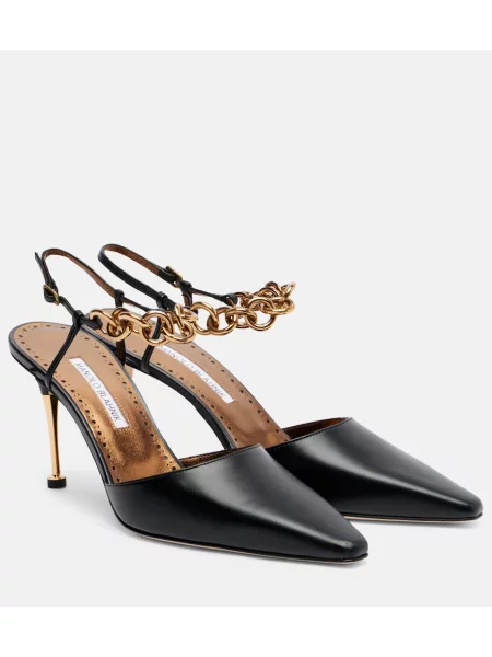 Pantofi cu toc Manolo Blahnik din piele slingback negru