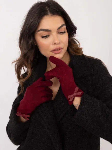 Rękawiczki Wool Fashion Italia bordowe