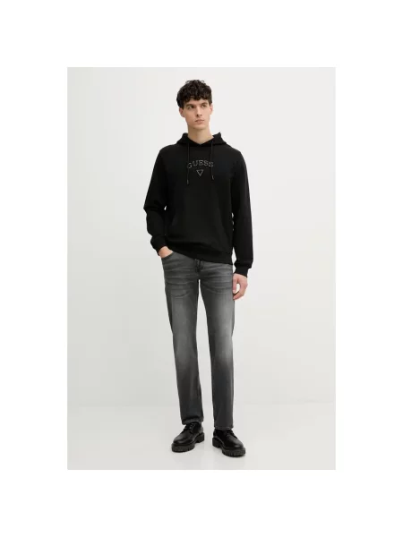 Bluza z kapturem Guess z kapturem z logo czarna