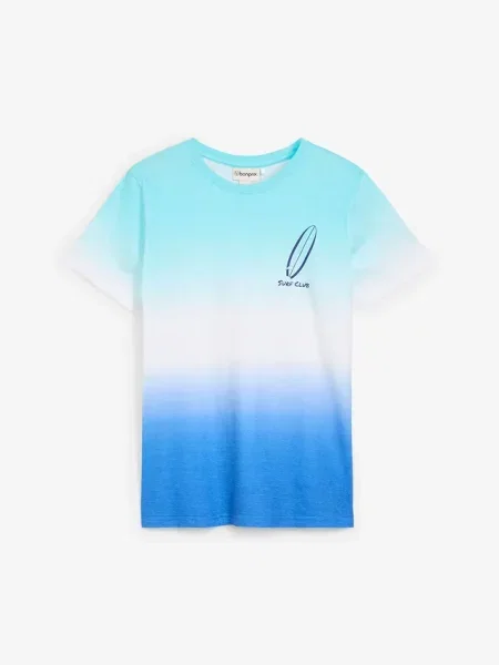 T-shirt z gradientowym nadrukiem z bawełny organicznej niebieska