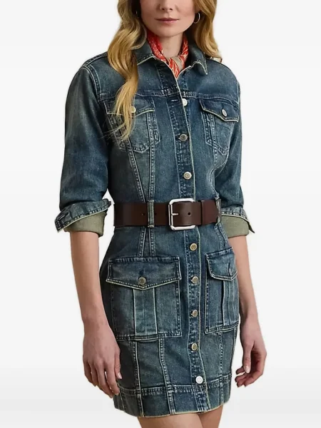 Oblekové mini džínové šaty Lauren Ralph Lauren modré