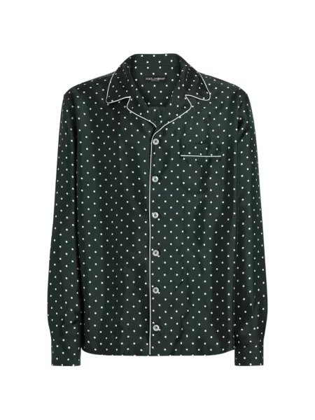 Cămașă Dolce & Gabbana de mătase cu buline cu imagine verde