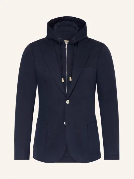 Eleventy Slim Fit Sako Z Džersejové Tkaniny S Odnímatelným Lemem tmavě modrá