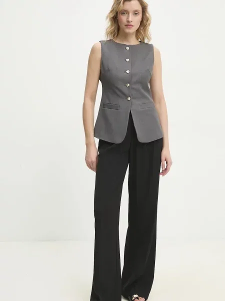 Answear Lab kamizelka jednorzędowa szary