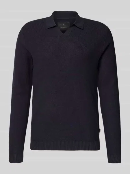 Sweter z dzianiny z prążkowanymi wykończeniami model ‘MILANO’ Jack & Jones Premium czarny