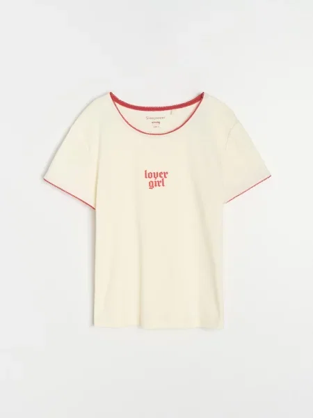 Двокомплектна піжама з ребристим верхом і штанами з кремовий