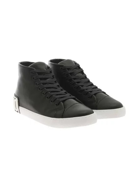 Sneakersy Moschino skórzane z logo czarne