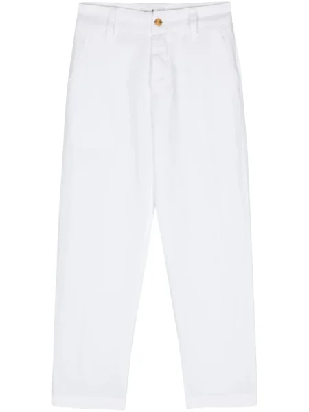 Pantaloni Pt Torino din țesătură twill alb