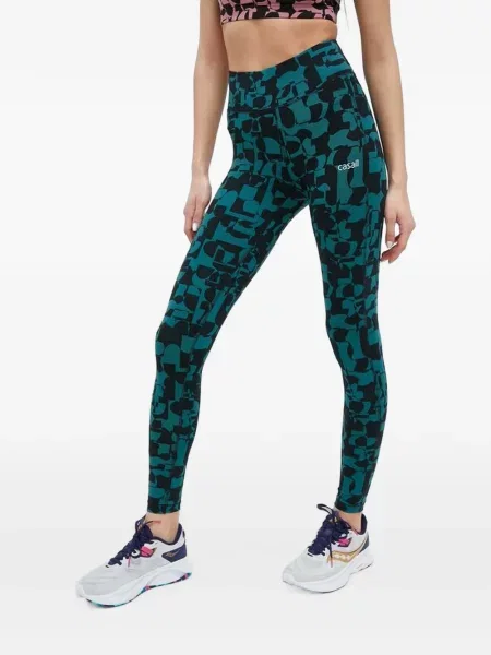 Leggings Casall cu imagine cu imprimeu abstract verde