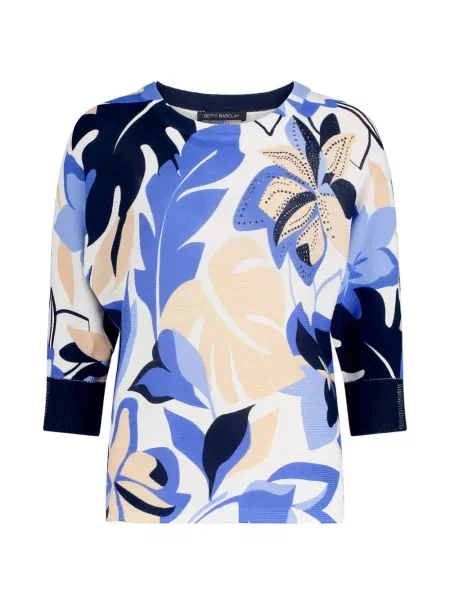 Pulover Betty Barclay cu model floral cu imagine alb
