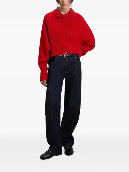 Pulover Woolrich cu decolteu rotund roșu