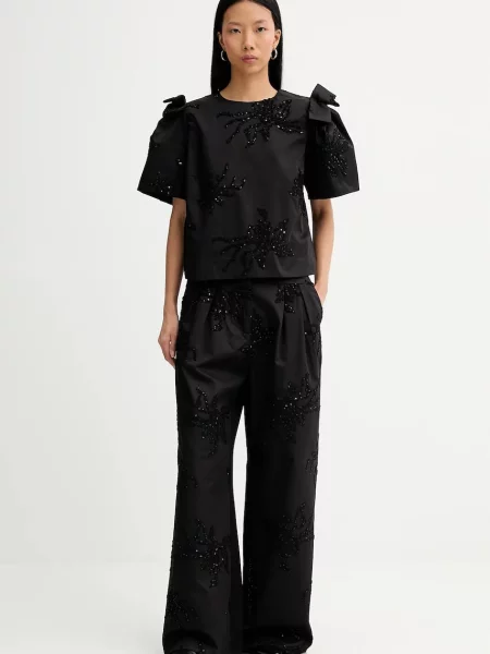 Штани MUNTHE STORMY широкі висока посадка чорний