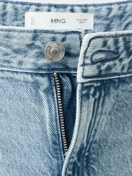 Jeansy wide leg z przeszyciami i ćwiekami średni Teen 32 MANGO TEEN niebieski