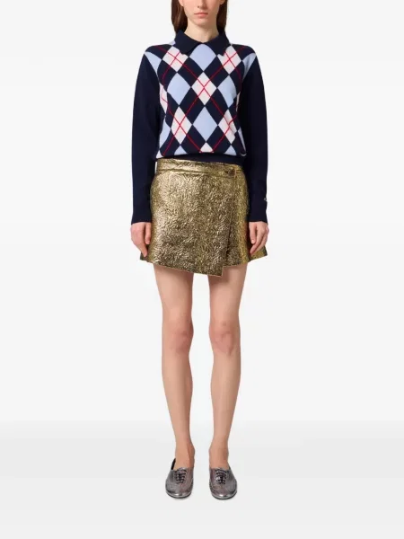 Gulerat tricou polo Msgm cu model argyle albastru