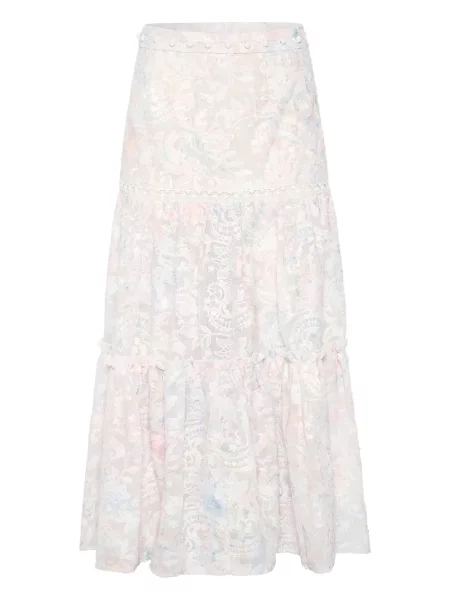 Maksi spódnica maxi Ixiah w kwiatki z falbankami biała