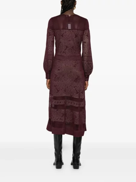 Rochie maxi Twinset cu decolteu în V de costum roșu