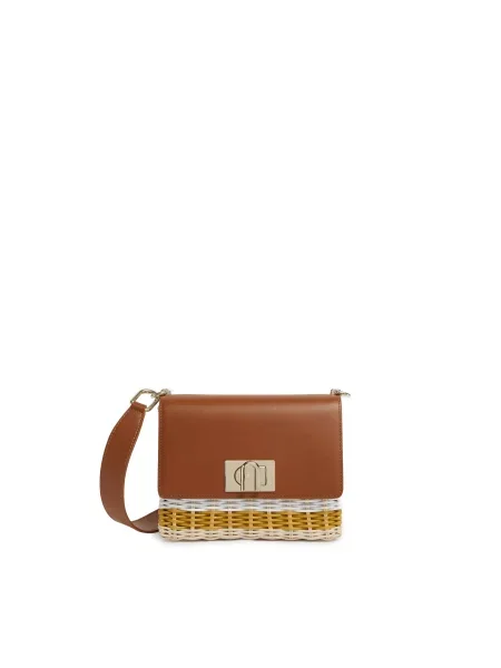 Torebka Furla skórzana z logo brązowa