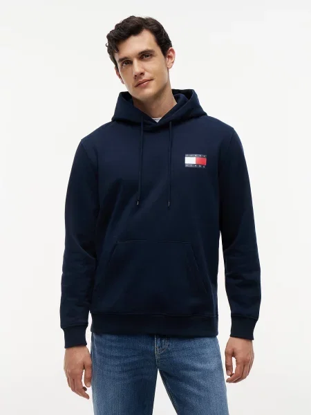 Tommy Jeans Mikina ESSENTIAL námornícka / svetločervená / biela modrá