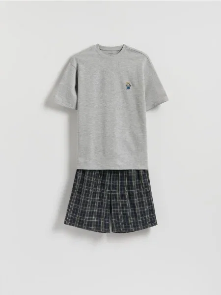 Reserved Pijama din două piese cu broderie gri-închis gri