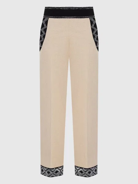 Штани з вишивкою Twin-set бежеві