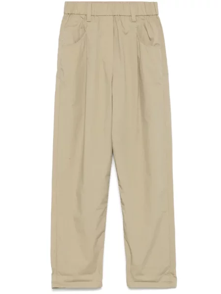 Pantaloni Brunello Cucinelli din poplin verde