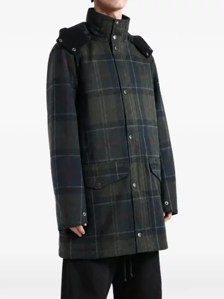 Geacă Barbour în carouri cu glugă verde