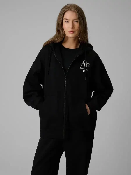 Bluza dresowa loose z kapturem 4F czarna