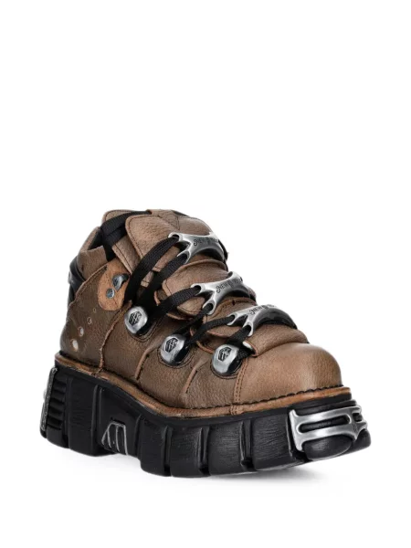 Botine New Rock cu platformă cu autograf maro