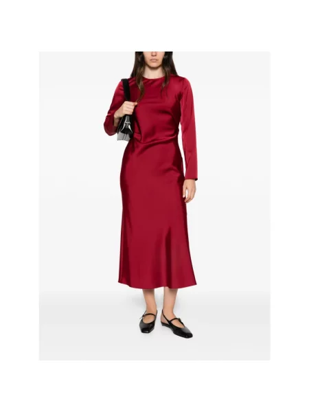 Sukienka midi Emporio Armani z twillu czerwona