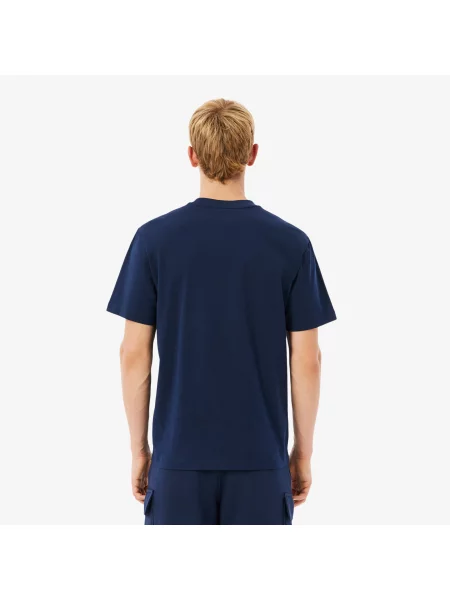 Lacoste Kolorowa Koszulka Z Dżerseju granatowy