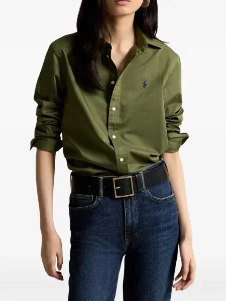 Pulover Polo Ralph Lauren clasic din țesătură twill cu autograf verde