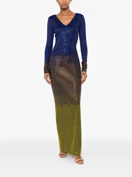 Rochie maxi Miron cu decolteu în V albastru