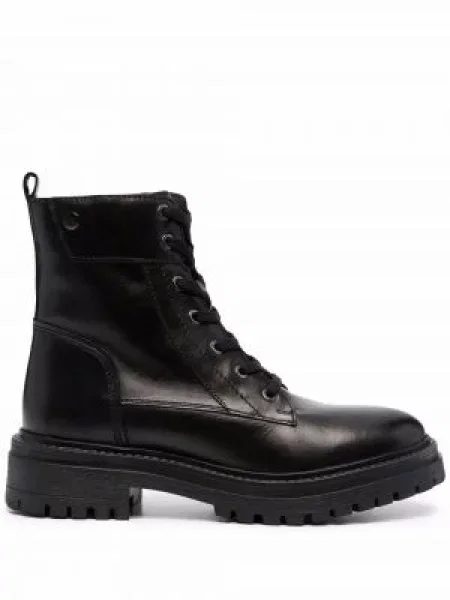 Botine Geox cu șireturi cu toc jos din dantelă negru