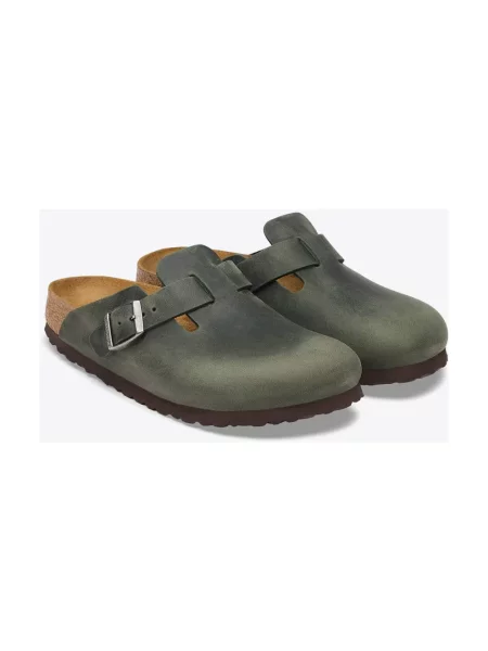 Klapki Birkenstock skórzane zielone